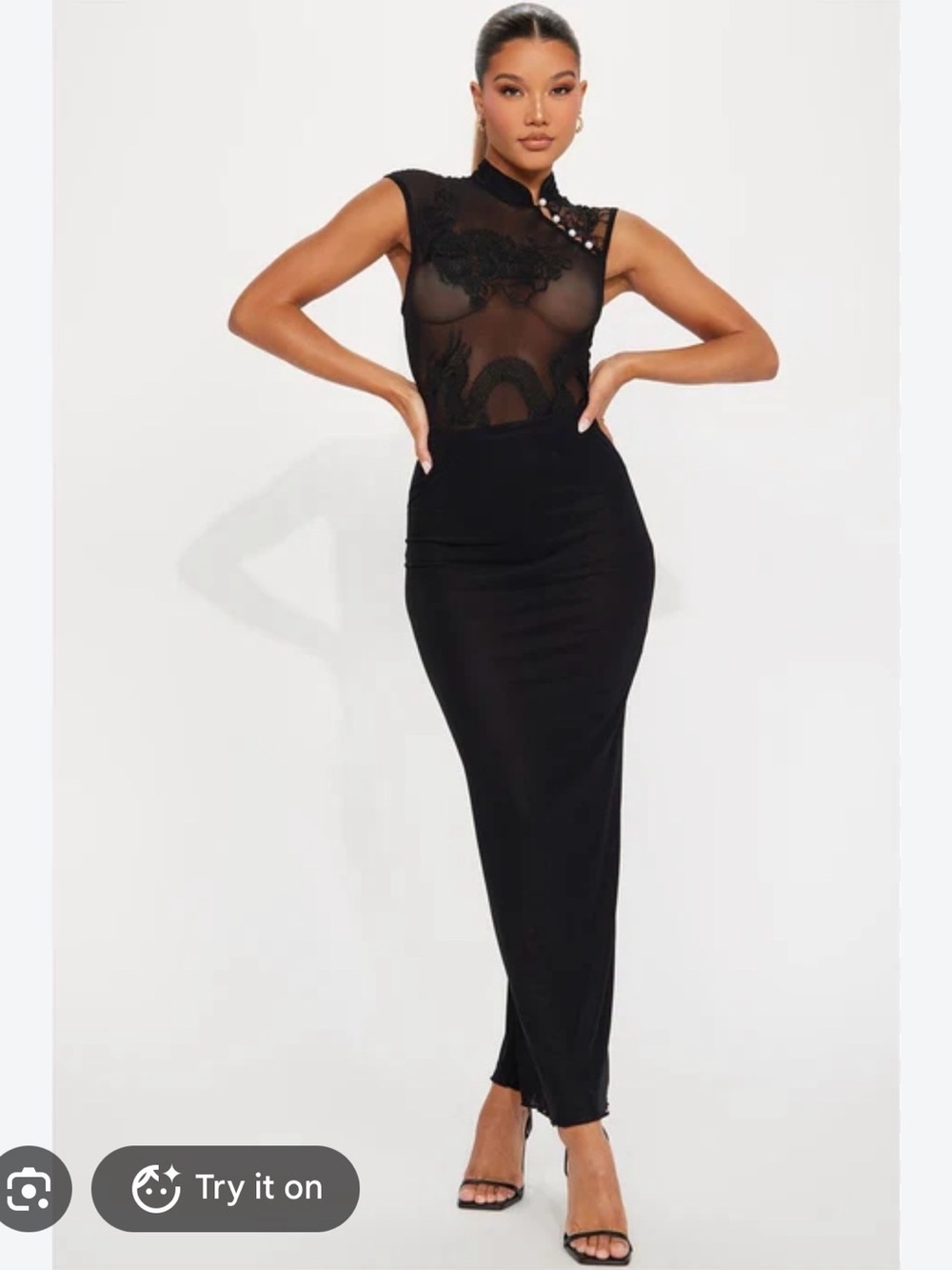 Black Sheer Lace Maxi Skirt